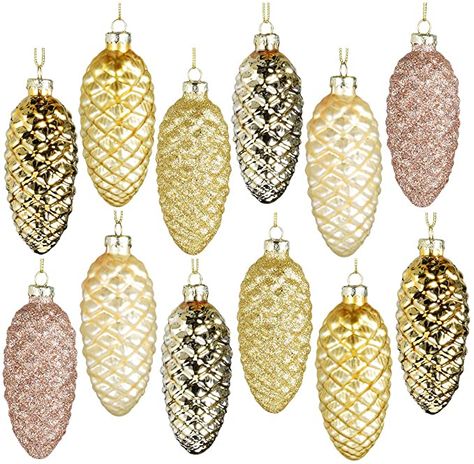 Amazon.com: Christmas Glass Ornaments Gifts - 12 Pcs Painted Pine Cone Glass Ornaments for Christmas Tree Decor, Wedding Event Supplies Hanging Christmas Decorations : Everything Else Copper Christmas Decorations, Tree Decor Wedding, Pine Cone Ornaments, Orthodox Christmas, Themed Trees, Cone Ornaments, Christmas Tree Festival, Pine Cone Christmas Decorations, Yule Tree