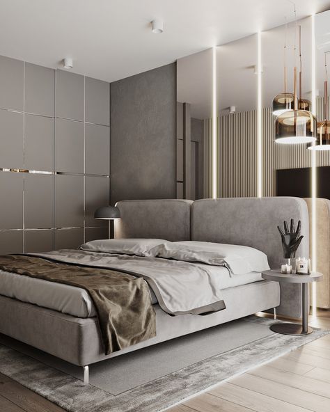 Grey Bedroom on Behance Grey Luxury Bedroom, Bedroom Ideas Luxury, Bedroom False Ceiling Design, Grey Bedroom, Gray Bedroom, Small Room Bedroom, Luxury Sofa, Architecture Interior Design, Architecture Interior