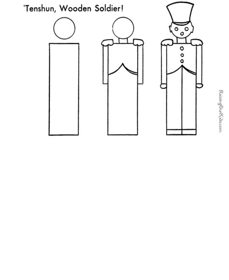 drawing wooden soldier Kids Church Activities, Soldier Drawing, Drawing Instructions, Christmas Soldiers, Church Activities, A Soldier, Step Drawing, Connect The Dots, Kids Church