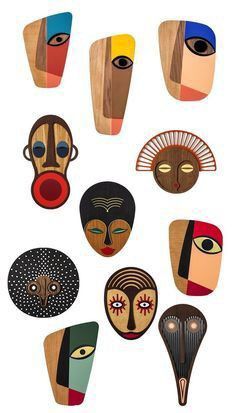 Afrique Art, Afrikaanse Kunst, Abstract Face Art, Africa Art, Tableau Art, Masks Art, African Masks, Decor Aesthetic, Painted Stones