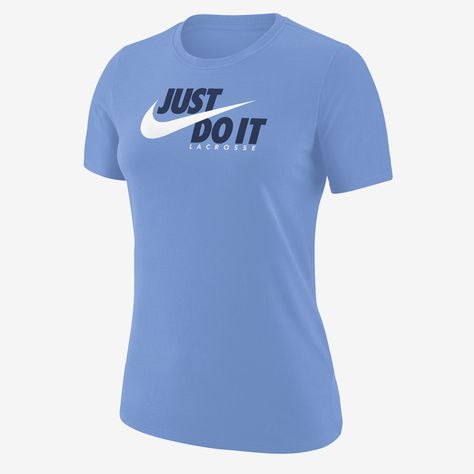 It's your game. Make sure everybody knows with this classic tee. Women's Lacrosse, Womens Lacrosse, Lacrosse, Make Sure, Nike Women, Free Delivery, Nike, T Shirt, Blue