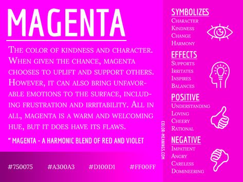 What Do Colors Mean, Colour Psychology, Color Healing, Color Symbolism, Magenta Color, Color Magenta, Color Meanings, Romantic Colors, Aura Colors