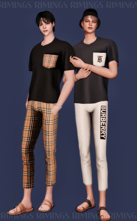 [RIMINGS] BURBERRY Basic T-Shirt & BURBERRY Straight Pants | RIMINGS no Patreon Sims 4 Burberry, Rimings Sims 4, Rimings Sims 4 Cc, Sims 4 Cc Male, Sims 4 Male Clothes, New Mods, Sims 4 Downloads, Sims 4 Cc, Sims 4 Mods