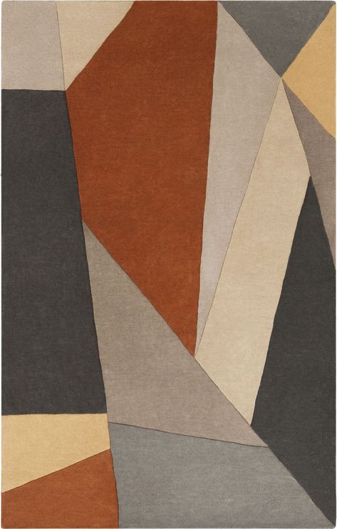 Surya Forum FM-7224 Burnt Orange Rug Surya Rug, Modern Wool Rugs, Decor Studio, Surya Rugs, Modern Area Rug, Orange Area Rug, Geometric Area Rug, Orange Rugs, Modern Area Rugs