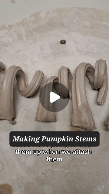 Lyndsey Roberts | Ceramic Arts on Instagram: "It's that time of year again! This is how I make the stems for my pumpkins. They will be available on my website this Sunday, Sept 8th at noon est! . . . #pumpkins #pumpkintutorial #makingpumpkins #pumpkin #ceramicsaretrending #potteryartist #potteryarts #ceramicarts #ceramicartworks #processvideo #process #clay #claystagram  #potterystudio #ceramicstudio #ceramics #studiolife #ceramicartist #lyndseyroberts #lilacmoonceramics" Clay Pumpkin Stems Diy, Dark Brown Clay Glazes, Clay How To, Pinch Pot Pumpkins, Pottery Pumpkins Ideas, Ceramic Pumpkins Pottery, Fall Pottery Ideas, Fall Clay Ideas, Pottery Pumpkins