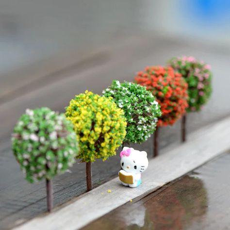 Tree Flower Artificial Mini Craft Miniature Fairy Garden Home Decoration Houses Micro Landscaping Decor DIY Accessories _ - AliExpress Mobile Tree Garden Decor, Miniature Fairy Figurines, Terrarium Figurines, Tree Fairy, Garden Fairies Figurines, Fairy Garden Plants, Miniature Terrarium, Fairy Garden Crafts, Garden Figurines