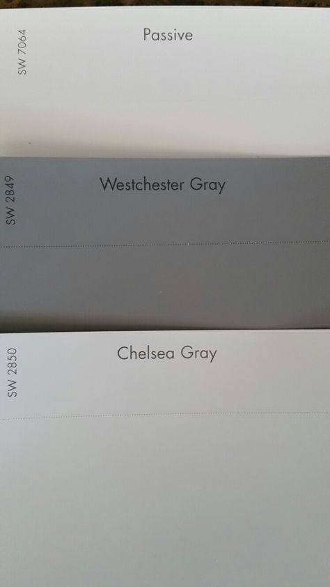 Passive for bathroom Chelsea Gray for bedroom Westchester Gray for bedroom accent.   Sherwin Williams. Westchester Gray, Shades Of Gray Paint, Gray Sherwin Williams, Basement Painting, Interior Paint Colors Schemes, Sherwin Williams Gray, Outside Paint, Chelsea Gray, Living Room Wall Color