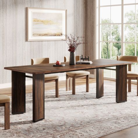 78.8 Inch Extra Long Rectangular Dining Table for 6-8 People for Dining Room Living Room - Bed Bath & Beyond - 39874991 Grande Table, Bed In Living Room, Room Bed, Dining Table Design, Craft Table, Rectangular Dining Table, Dining Room Living Room, Wood Dining Table, Dinner Parties