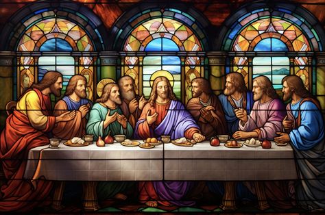 Last Supper Art, The Last Supper Painting, Jesus Last Supper, Stained Glass Windows Church, Eagle Painting, Persian Art Painting, Jesus Christ Artwork, The Last Supper, Catholic Images