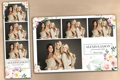 Wedding photo booth tempalte is mad with rose, pink flowers, leaves, greenery, white background, an elegant font used for the names of bride and groom. It can be use for #birthday #quinceanera #Babyshower etc. #photobooth #Template #photoboothtemplate #phtostripe #Photoframe #weddingphotobooth #customphotoboothtempalte Photobooth Template, Wedding Photo Booth, Photo Box, Elegant Font, Design Photo, Photoshop Editing, Editing Service, Photoshop Design, Flowers Leaves