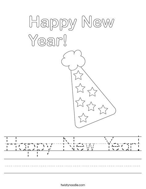 Happy New Year Worksheet - Twisty Noodle New Years Crafts For Kindergarten, New Years Lesson Plans Preschool, Happy New Year Crafts For Preschool, Happy New Year Preschool Activities, New Years Prek Activities, New Years Worksheets For Kids, New Years Preschool Crafts, New Year Crafts For Preschool, New Years Activities Preschool