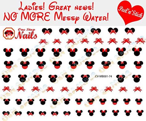 AmazonSmile: Disney Minnie Mouse Bow V1. Set of 74 clear vinyl Peel and Stick (NOT Waterslide) nail art decals/stickers by One Stop Nails.: Beauty Amazon Tattoo, Vinyl Nail Art, Disney Nail Decals, Different Color Nails, Light Colored Nails, Disney Decals, Bow Nail Art, Bow Nail, Clear Vinyl Stickers