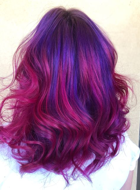 Pink Purple Hair Streaks, Pink Purple Red Hair, Red Roots Purple Hair, Purple And Pink Hair, Purple Hair Streaks, Red Hair Extensions, Pink Purple Hair, Short Hair Tomboy, Short Red Hair