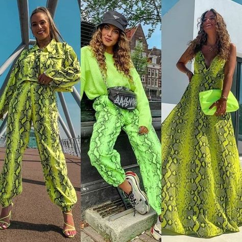 Snake Neon Green Print Outfits🐍💚 Neon Jungle Party Outfit, Neon Jungle Party, Jungle Party Outfit, Snake Print Outfit, Jungle Fashion, Neon Snake, Neon Jungle, Jungle Party, Green Print