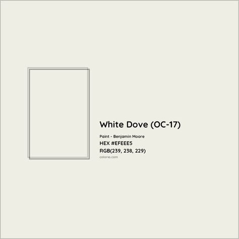 Benjamin Moore White Dove (OC-17) Paint color codes, similar paints and colors Dove White Color Palette, White Dove Color Palette, Munsell Color System, Analogous Color Scheme, Paint Color Codes, Rgb Color Codes, Hexadecimal Color, Rgb Color Wheel, Benjamin Moore White