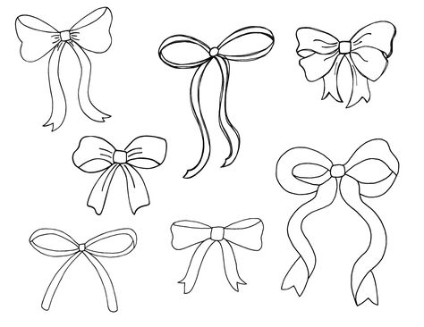 Bow Drawing Simple, How To Draw Bows, Cute Bow Drawing, How To Draw A Bow, Embroidery Nails, Bow Stencil, Bow Doodle, Hoco Pants, Bow Sketch