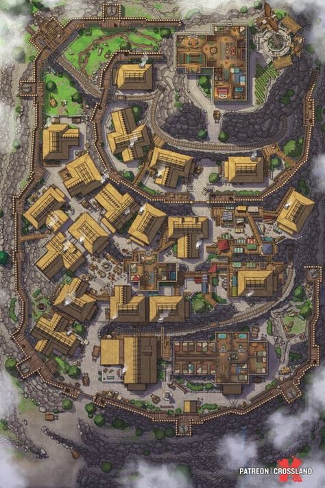 Dnd Small Village Map, Dnd Mountain City Map, Medieval Village Map, D&d City Map, Town Map Dnd, Dnd Village Map, Dnd Maps Town, Dnd Town Map, Fantasy Village Map