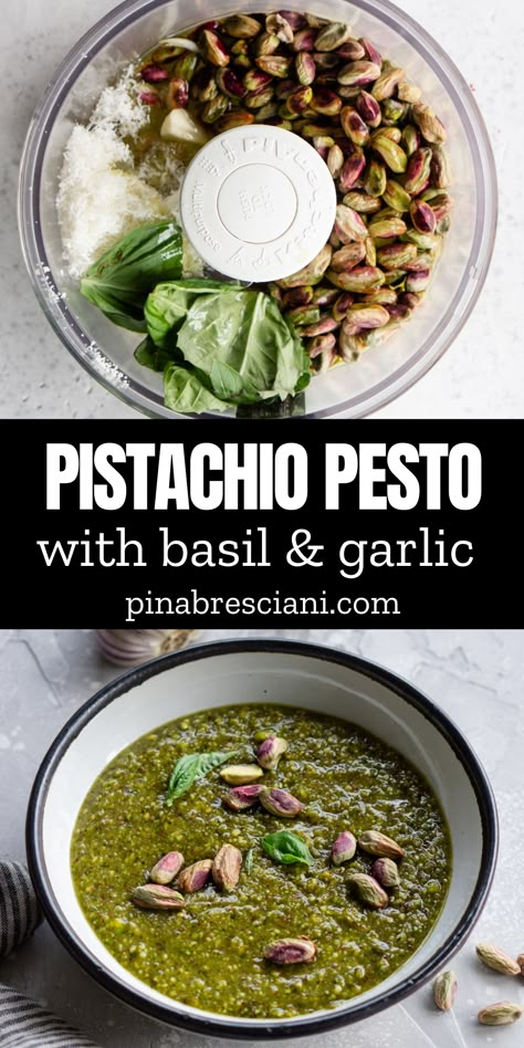 Basil Pistachio Pesto Recipe, Pesto Recipe Pistachio, Pistachio Pesto Gnocchi, Pesto With Pistachios, Pesto With Pistachios Recipe, Pistachio Basil Pesto, Pistachio Pesto Pizza, Pistachio Recipes Dinners, Italian Pesto Recipe