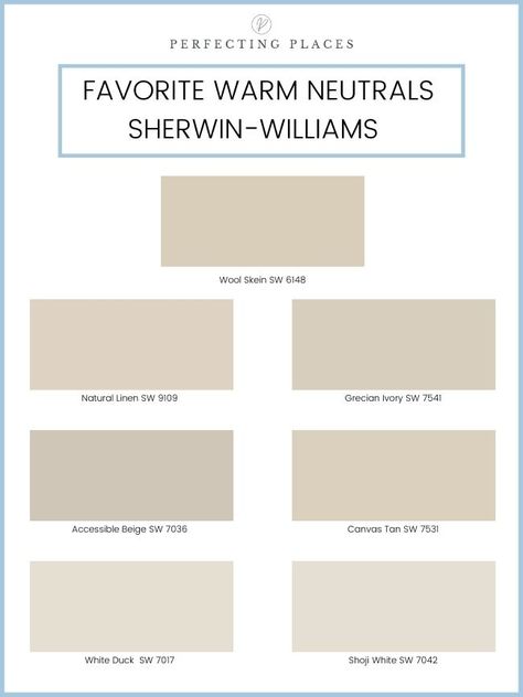 My Favorite Fresh Warm Neutral Paint Colors - Perfecting Places Best Neutral Wall Colors 2022, Tan Beige Paint Color, Best Oatmeal Paint Color, Good Neutral Paint Colors, Best Neutral Paint Colors Bedroom, Soft Tan Paint Colors, Complex Cream Paint Color, Sherwin Williams Warm Neutrals 2023, Best Neutral Paint Colors Living Room