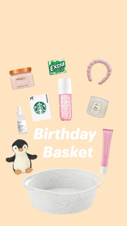 Birthday basket idea 🍰 #preppy #basket #birthday #preppy #fyp #ideas #thatgirl #vibes #inspo Birthday Basket For Best Friend Cheap, Preppy Birthday Basket, Make A Birthday Basket, Cheap Birthday Basket Ideas, Cute Birthday Baskets, Birthday Basket Ideas, Preppy Basket, Bestie Basket, Bday Basket