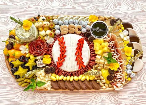 Petal & Platter, LLC on Instagram: “🐾⚾️ Baseball platter for a @birminghamsouthern signing party. Go Panthers!” Baseball Charcuterie, Food Tray Ideas, Bee Themed Birthday Party, Baseball Display, Sports Baby Shower, Baseball Birthday Party, Charcuterie Inspiration, Charcuterie And Cheese Board, Charcuterie Recipes