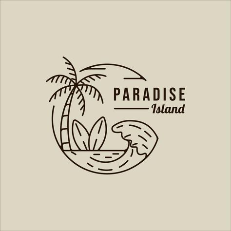 Symbol For Travel, Palm Tree Outline, Icon Graphic Design, Oasis Logo, Line Art Simple, Palm Tree Logo, Logo Line Art, Holiday Logo, Summer Logo