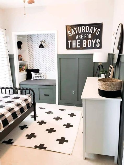 Black Bunk Bed Rooms Ideas, Queen Boys Bed, Classy Sports Living Room, Minimalist Guest Bedroom Small Spaces, Small Space Between Stairs And Wall, Little Boy Shared Bedroom Ideas, Painting Inside Closet, Target Boys Bedroom, Rad Dude Bedroom