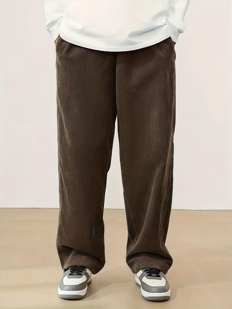 Men'S Casual Corduroy Pants, Loose Fit Straight Leg, Solid Color, Comfortable Slight Stretch, with Drawstring Waist, Multiple Pockets, for All-Season Wear, Fashionable Weekend Casual Work Trousers https://share.temu.com/vCPt25D0raA via @shoptemu Work Trousers, Pants Loose, Casual Work, Corduroy Pants, Work Casual, Men's Casual, Drawstring Waist, Straight Leg, Loose Fitting