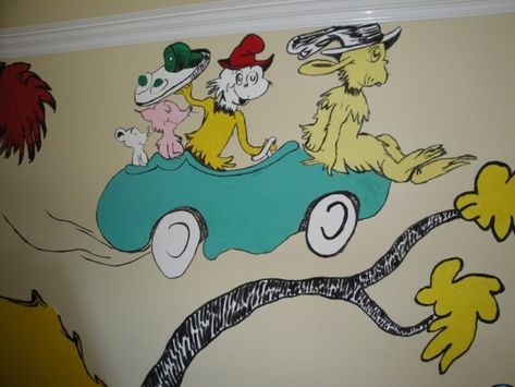 dr seuss nursey theme1 Dr Seuss Nursery Theme, Dr Seuss Mural, Dr Seuss House, Dr Seuss Illustration, Dr Seuss Nursery, Dr Seuss Art, Dr. Seuss, Storybook Characters, Murals For Kids