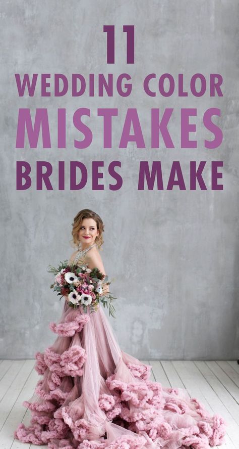 The decision on what wedding colors to feature during your big day isn’t a small one. After all, it will affect everything from your flowers and invites to your bridesmaid dresses and overall décor. Before you commit to any one (or two or three) hues, take a look at these 11 mistakes to avoid. #wedding #weddingplanning #weddingplanner #weddingtips Maid Of Honor Dress Different From Bridesmaids, Bridesmaid Colors, Wedding Info, May Weddings, Bridesmaid Dress Colors, Bread Board, Cheese Bread, Wedding Organization, 50th Wedding