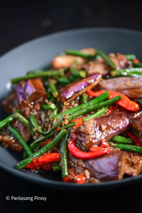 Spicy Eggplant Stir Fry, Thai Eggplant Recipes Stir Fry, Chicken And Eggplant Stir Fry, Garlic Chicken Stir Fry Recipes, Filipino Veggie Recipes, Chinese Eggplant Recipes Stir Fry, Eggplant Stir Fry Recipes, Thai Eggplant Recipes, Filipino Eggplant Recipe