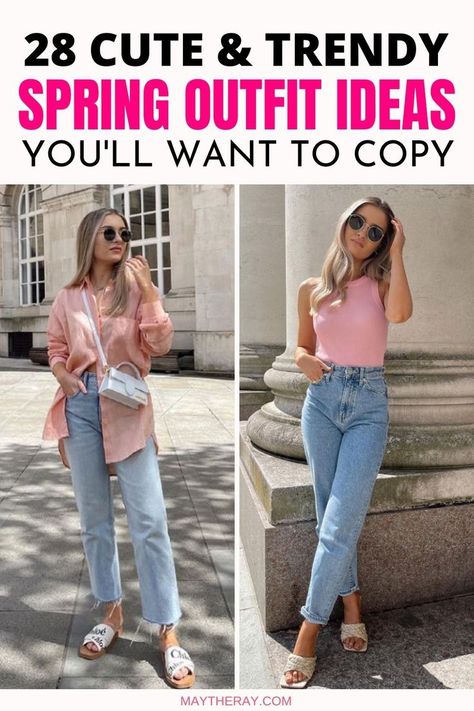 Simple Weekend Outfit, Spring Outfits Party Casual, Cute Spring Jean Outfits, Outfits For Brunch Spring, Spring Daily Outfit, Trendy Outfits Spring Summer 2023, Cute Weekend Outfits Spring, Date Day Outfit Spring, Cool Spring Day Outfit Casual