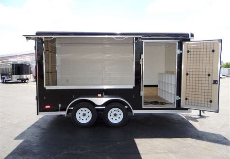 Enclosed Vending Trailer For A Regional Youth Football League. This Trailer Features Plenty of Slatwall and Gridwall To Display Different Products, Removable Exterior Countertop, White Vinyl Insulated Walls, Screwless Exterior. Call for more information on this trailer. Ref # HM638712 | Advantage Trailers and Hitches Enclosed Trailer Food Truck, Mobile Fashion Truck, Enclosed Cargo Trailers, Bbq Smoker Trailer, Mobile Store, Mobile Workshop, Cargo Trailer Conversion, Fashion Truck, Enclosed Trailers