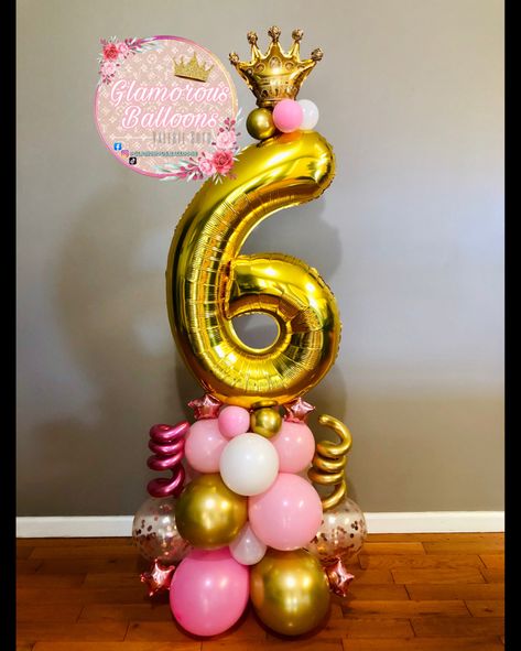 Balloons Number, Balloon Numbers, Princess Balloons, 6th Birthday Cakes, Ideas Fiesta, Balloon Ideas, Princess Theme, Balloon Flowers, Birthday Numbers