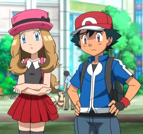 I'm really going to miss Serena tomorrow! Ash X Serena, Ash And Serena, Satoshi Pokemon, Pikachu Funny, Pokemon Ash Ketchum, Male Muscle, Pokemon X And Y, Pokemon Ash And Serena, Pokemon People