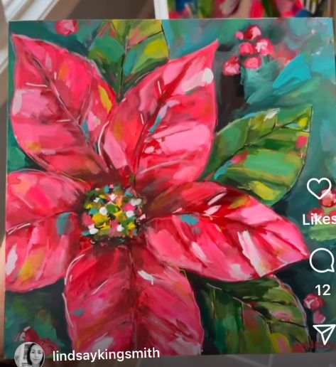 Poinsettia Painting, Christmas Canvas Art, Christmas Paintings On Canvas, Small Canvas Paintings, Poinsettia Flower, Christmas Canvas, Buddha Art, Christmas Drawing, Winter Art