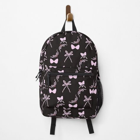 Get my art printed on awesome products. Support me at Redbubble #RBandME: https://www.redbubble.com/i/backpack/Elegant-Pink-Bows-pattern-by-salmamagdy/161986067.K1KHE?asc=u Bows Pattern, Pattern Backpack, Bow Bag, Pink Bows, Patterned Backpack, Bow Pattern, Journal Gift, Toiletry Bags, Mask For Kids