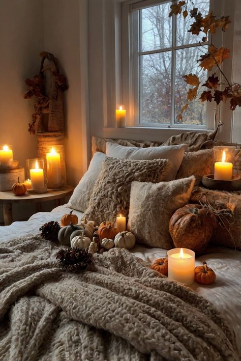 Fall Furniture , Autumn Cozy Fall ,Decor Easy Fall ,
Decor Neutral Fall ,Decor Fall ,Decor Inspiration ,Fall Decor Ideas Cozy Autumn Decor, Bedroom With Candles, Bedroom Textiles, Autumn Bedroom Decor, Fall Patio Decor, Bedroom Fall Decor, Fall Apartment Decor, Chic Apartment, Seasonal Room