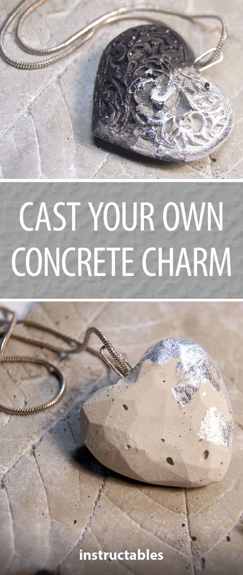 Cast Your Own Concrete Charm Diy Jewelry Stand, Cement Jewelry, Cement Projects, Concrete Necklace, Concrete Jewelry, Kalay, Easy Jewelry, Vintage Jewelry Crafts, Angel Wing Earrings