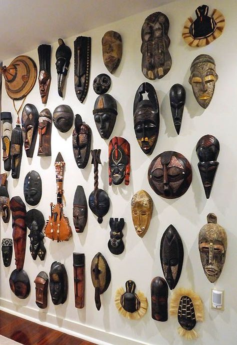 Inspiration Wall Art, Afrocentric Decor, African Interior Design, African Inspired Decor, Mask Collection, African Interior, Wall Decor Kitchen, Afrique Art, African Wall Art