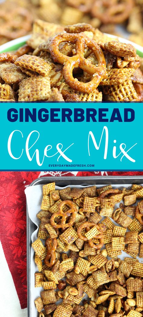 If gingerbread cookies are your favorite, this Gingerbread Chex Mix is going to be an addictive snack mix. Molasses, brown sugar, cinnamon and ginger flavors come together for the perfect combination. Sweet Chex Mix Recipes Brown Sugar, Gingerbread Chex Mix Recipes, Gingerbread Snacks, Christmas Snack Mix Recipes, Gameday Snacks, Gingerbread Tea, Cinnamon Chex, Easy Snack Mix, Chicory Recipe