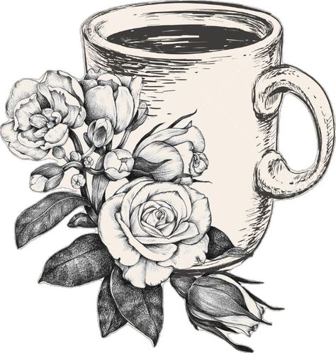 Coffee Cup Tattoo, Coffee Cup Drawing, Tats Ideas, Cup Tattoo, Paradise Tattoo, Coffee Tattoos, Red Ink Tattoos, Red Tattoos, Famous Artwork