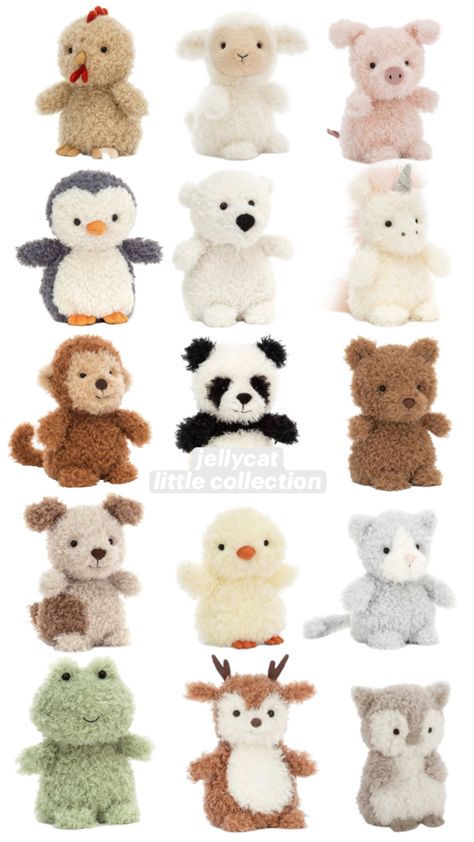 little jellycat collection Trio Gift Ideas, Jellycats Collection, Cute Jellycat, Jellycat Kitten, Mini Jellycat, Peanut Jellycat, Jellycats Aesthetic, Jellycat Collection, Burr Basket