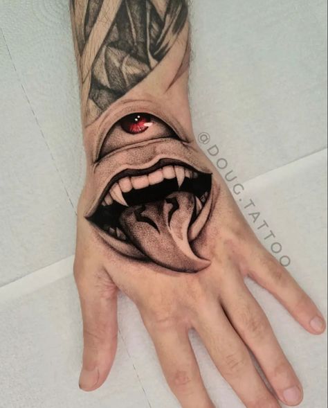 Lip Print Tattoos, Mouth Tattoo, Tato Flash, Skull Hand Tattoo, Flame Tattoos, One Piece Tattoos, Hand Tats, Naruto Tattoo, Scary Tattoos