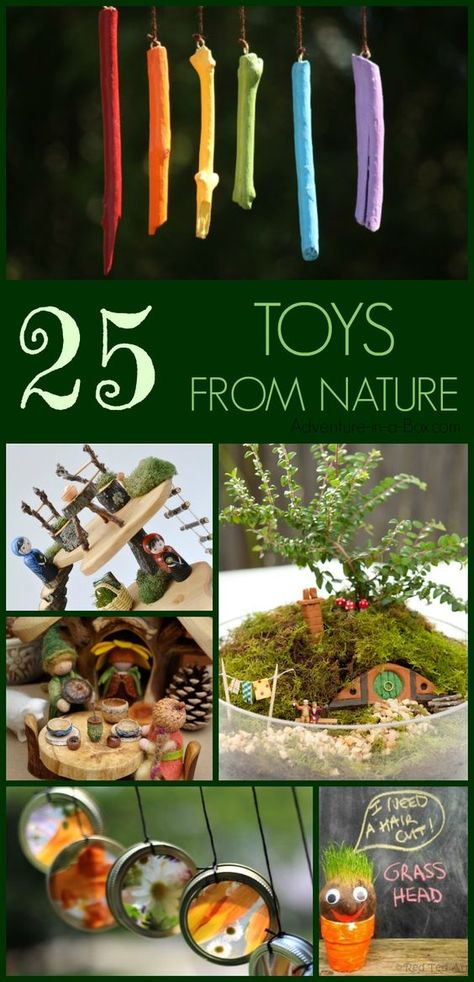 25 DIY toys from Nature: a collection of inspiring ideas for handmade toys you can build for kids from natural materials Waldorf Crafts, Nature School, Deco Nature, Natural Toys, Nature Play, Waldorf Toys, Building For Kids, Nature Kids, Nature Activities