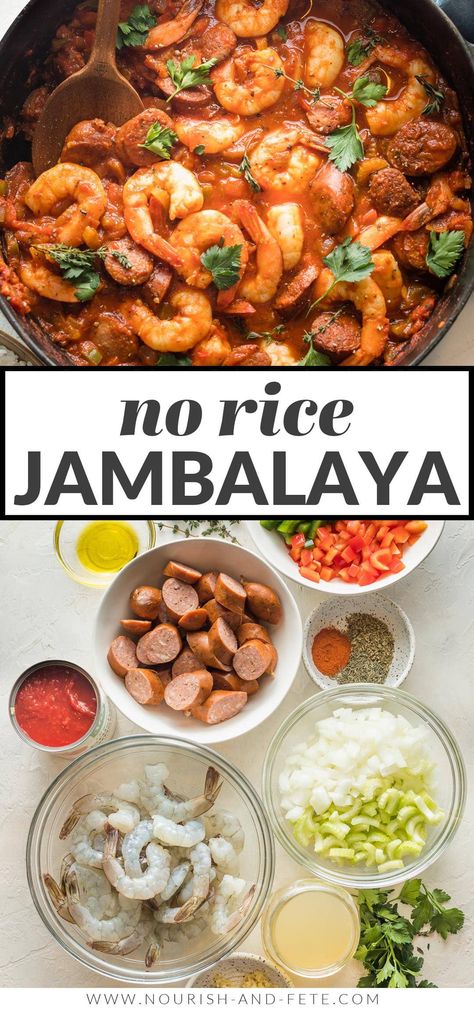 Jambalaya Recipe Without Rice, Quick Jambalaya Recipe, Recipe For Jambalaya, Healthy Jambalaya, Jambalaya Rice, Jambalaya Recipe Easy, Gf Dinner, New Orleans Recipes, Cajun Creole Recipes