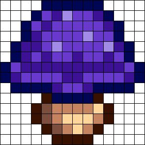 Purple Mushroom, Easy Perler Bead Patterns, Easy Perler Beads Ideas, Easy Pixel Art, Pixel Art Templates, 8bit Art, Pattern Maker, Perler Bead Templates, Diy Perler Bead Crafts