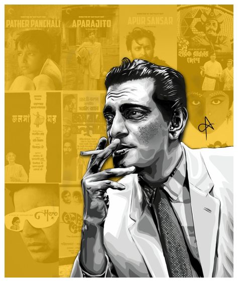 Artist- Arani D. Golder Completely sketched on mobile. Satyajit Ray Movie Posters, Satyajit Ray Aesthetic, Satyajit Roy, Scrapbook Doodles, Movie Poster Template, Melbourne Zoo, Satyajit Ray, Criterion Collection, Bengali Art