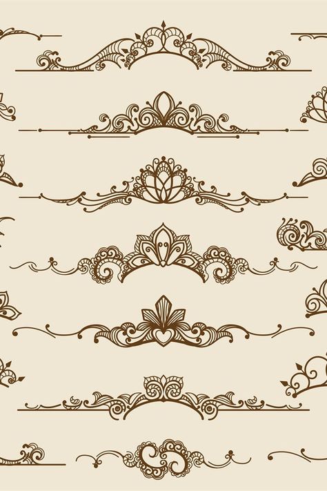 #victorian #filigree #vector #element #border #vintage #decorative #ornament #design #royal Tattoo Boarder Design, Royal Design Pattern, Antique Border Design, Filigree Border Design, Victorian Scrollwork Patterns, Victorian Ornaments Design, Ornamental Border Design, Border Vector Design, Victorian Border Design