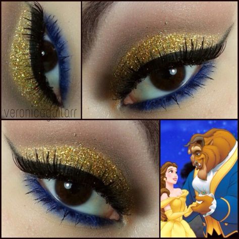 Beauty And Beast Makeup, Beauty And The Beast Make Up, Beauty And The Beast Inspired Nails, Belle Makeup Look, Belle Makeup Looks, Belle Inspired Nails, Disney Makeup Looks, Belle Inspired Hair, Princess Makeup Looks